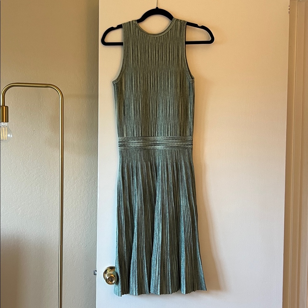 NWOT Sandro Salvador Knit Lurex Mini Dress in Green - 36